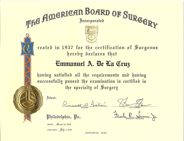 Dr.Carrico retired from the President of the American Board of Surgery in 2000