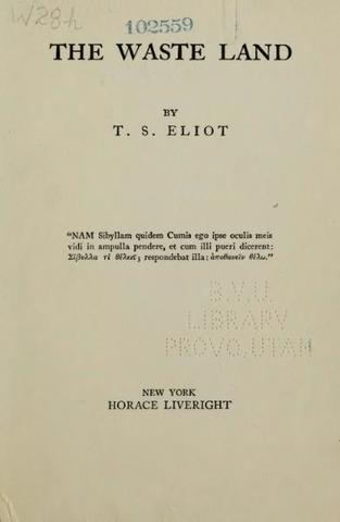 The Waste Land (poem) by T.S. Eliot (British poet)