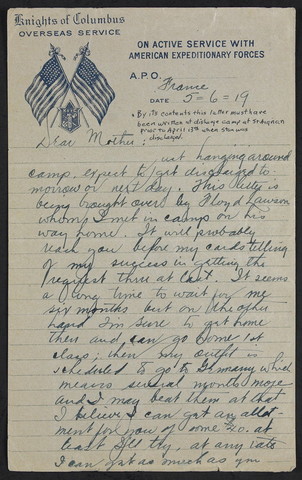 Charles Stanley Lamb - Letter to his Mom. Going Home