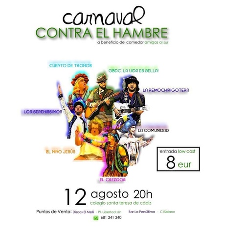 Noche Carnavalesca en la Caleta "CARNAVAL CONTRA EL HAMBRE" Asociación benéfica "Amigas del Sur"
