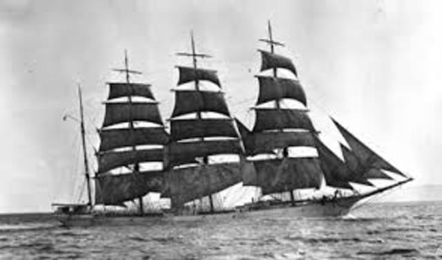 1st US steel sailing vessel, Dirigo, launched at Bath, Maine