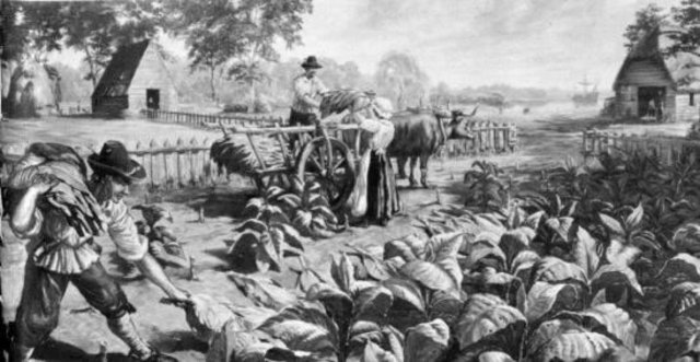 John Rolfe and the tobacco plantations in Virginia