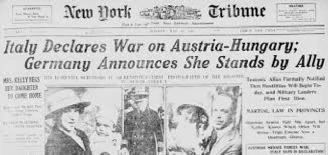 Italy declares war on Austria - Hungary