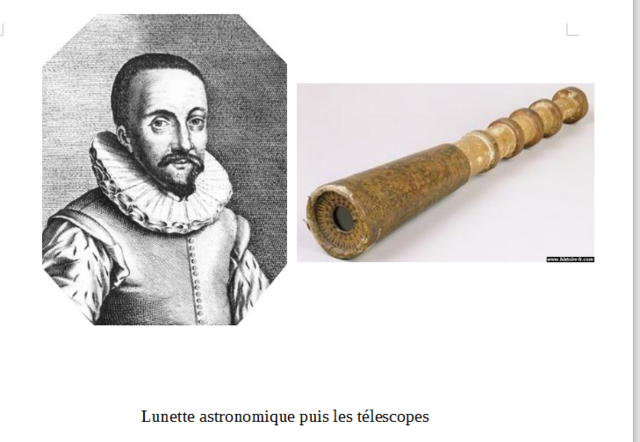 lunette astronomique puis les télescopes (Lippershey Hans) 1570-1619