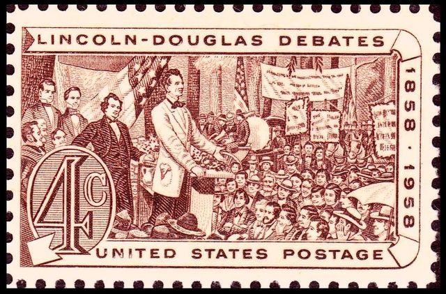 Lincoln Douglas Debates; 7 meetings from August to October 1858.