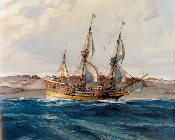The voyage of the mayflower.
