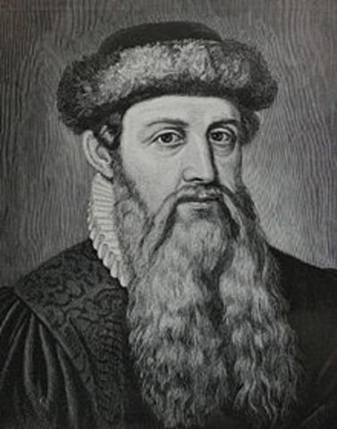 Johannes Gutenberg completes the printing press