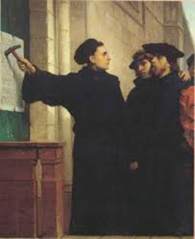 Martin Luther posts 95 Theses on the door of Castle Church