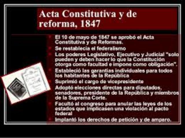 Acta Constitutiva y de Reforma (mayo 18, 1847).