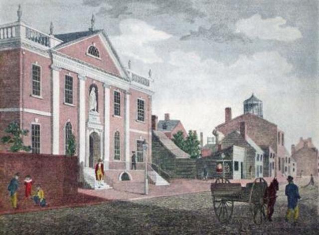 1st public library founded