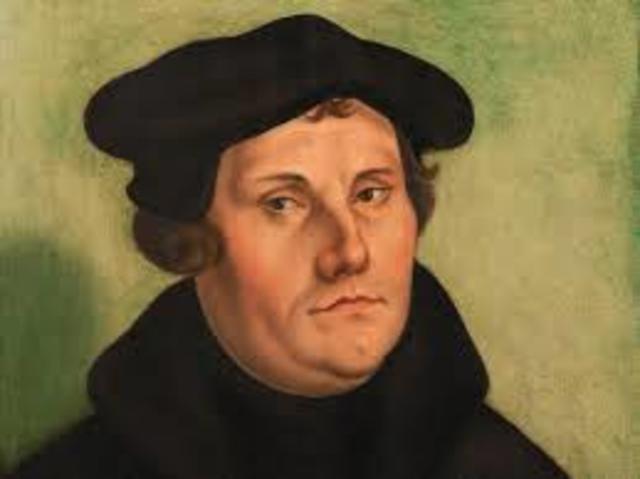 Martin Luther post his 95 Theses on the door of the Church of Wittenberg