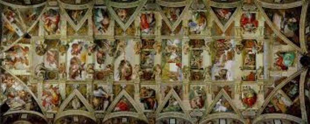 Michelangelo begins painting the ceiling of the Sistine Chapel