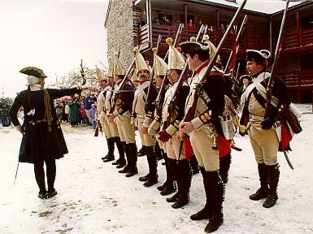 Prussian General Friedrich Von Steuben trains Washington's militia into soldiers