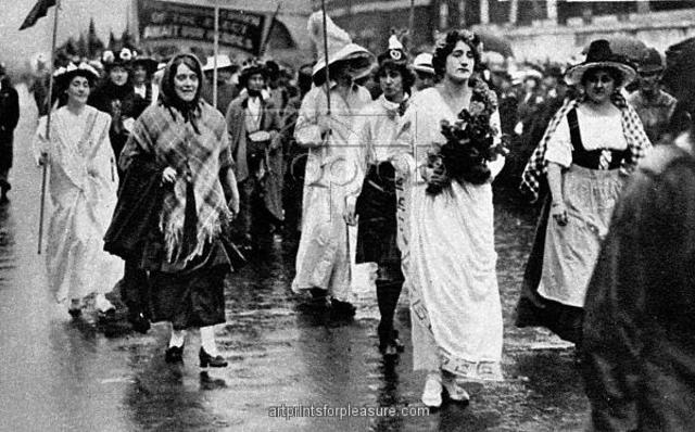Women demonstrate for the right to work in war industries