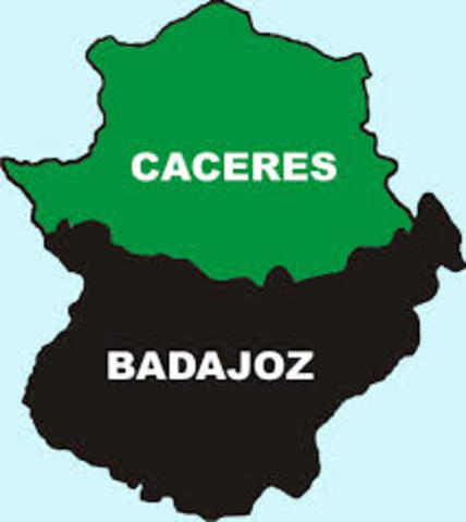 División de Trujillo en Cáceres y Badajoz.
