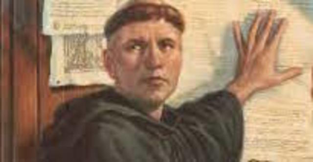 Martin Luther posts his 95 Theses on the door of the Church of Wittenberg