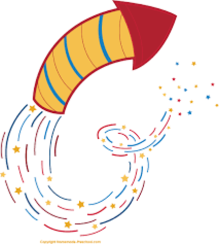 The firework is shot up into the night's sky