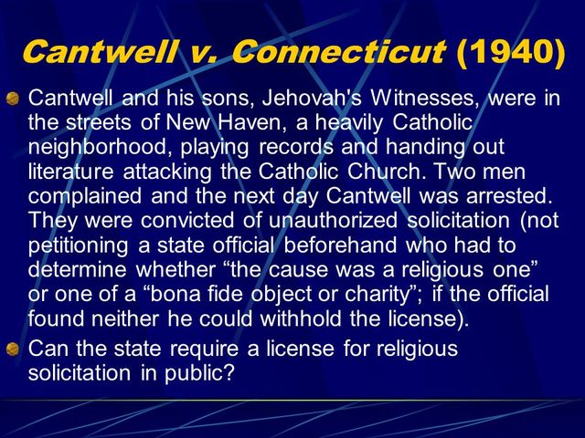 Cantwell v. Connecticut is decided