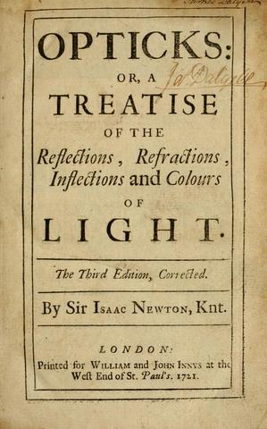 Newton writes the book "Opticks"