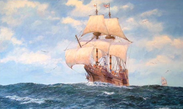 The Pilgrims arrive in New England