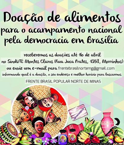 Campanha de doação de alimentos - Acampamento Nacional da Democracia