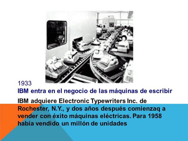 IBM ENTRA EN EL NEGOCIO DE LAS MAQUINAS D EESCRIBIR