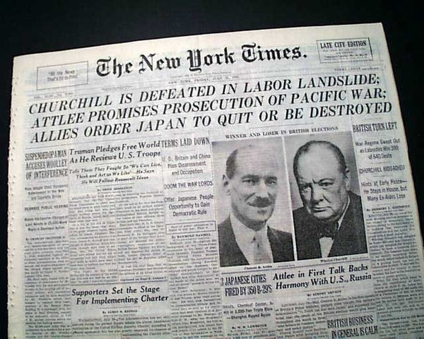 Chruchill loses the United Kingdom general election