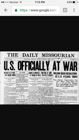 U.S declared war on Germany