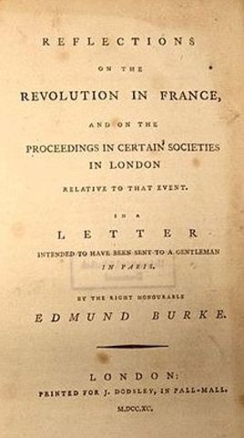 Sir Edmund Burke publishes Reflections on a Revolution