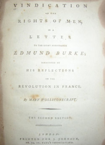 Mary Wollstonecraft publishes Vindication of Rights of Men