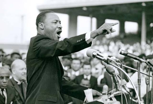 King gives his "I Have a Dream" speech.