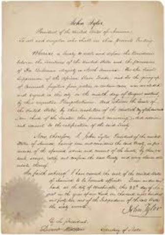 The Webster–Ashburton Treaty was signed August 9, 1842