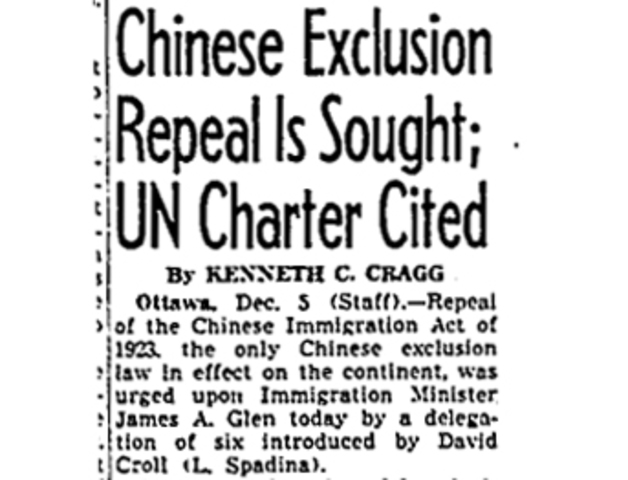 Chinese Immigrattion Act of 1923 Revoked