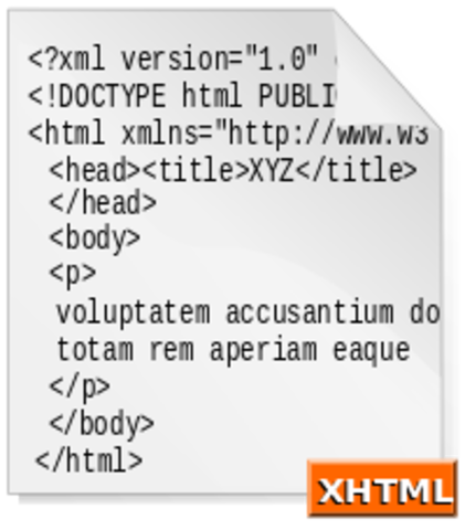 La primera aparición de XHTML