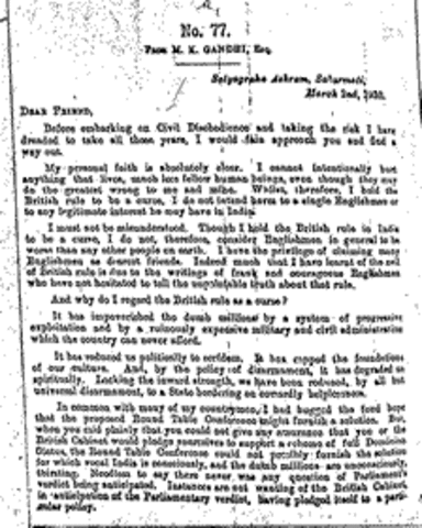 Gandhi Writes His Letter to the Viceroy