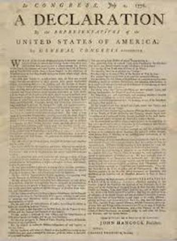 The British colonies of North America declare their Independence
