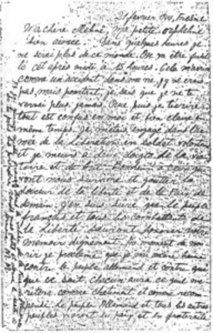 21 février 1944 Manouchian écrit une lettre à sa femme, peu avant son exécution