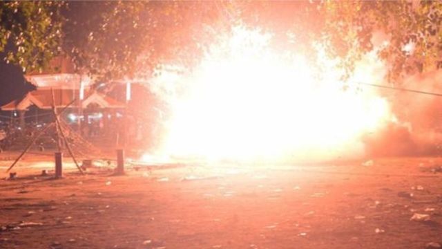 Explosions and a fire caused by fireworks at Puttingal Temple in Kerala, India.