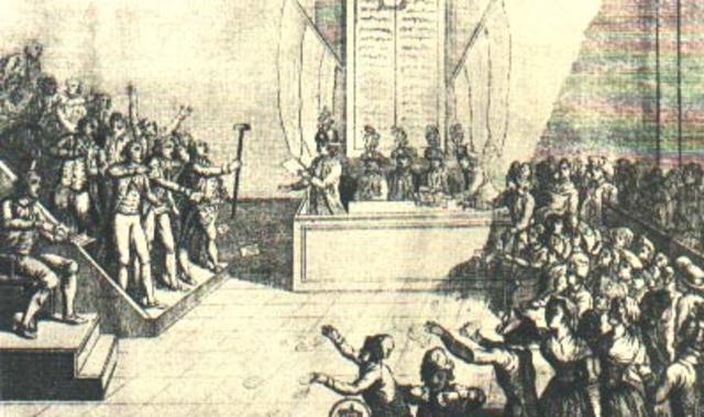 Creación del Tribunal Revolucionario contra los sospechosos de ir en contra de los principios de la Revolución