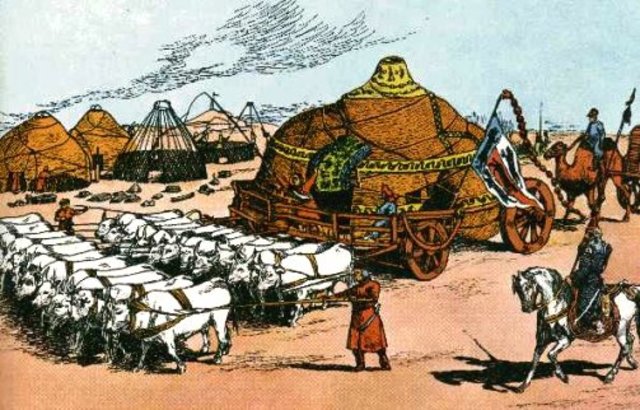 Inizio della migrazione degli Unni verso Occidente