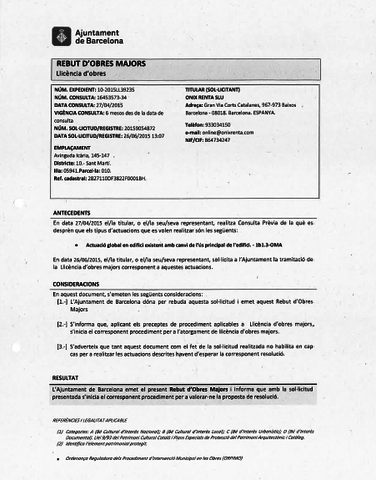 Sol·licitud de la llicència d'obra