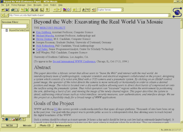 Aparece el navegador web NCSA mosaic