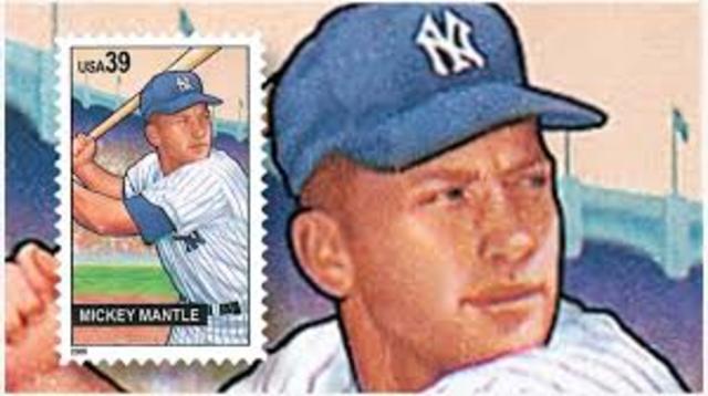 Mickey Mantle played his first game for the Yankees