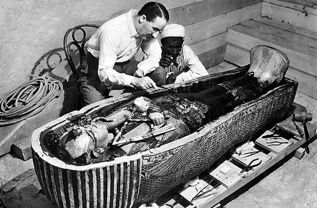 King Tutankhamun's tomb is opened by Howard Carter