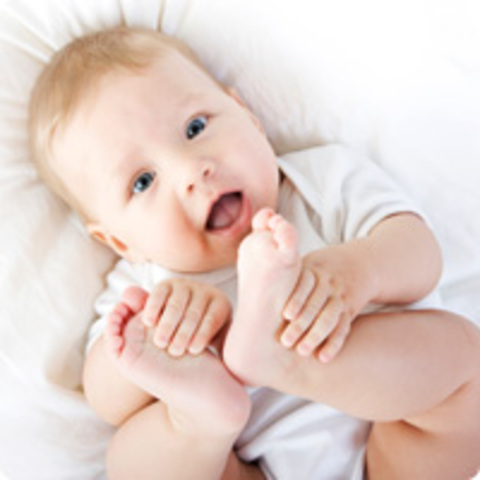 6 months - begins babbling; can support weight on legs and bounces