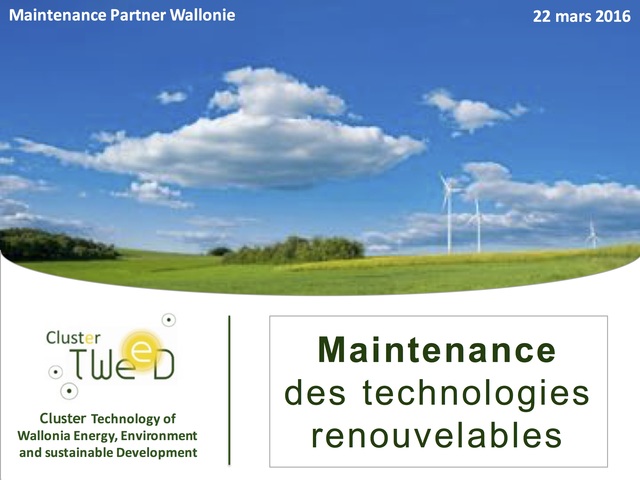La maintenance des technologies renouvelables - 22 mars 16