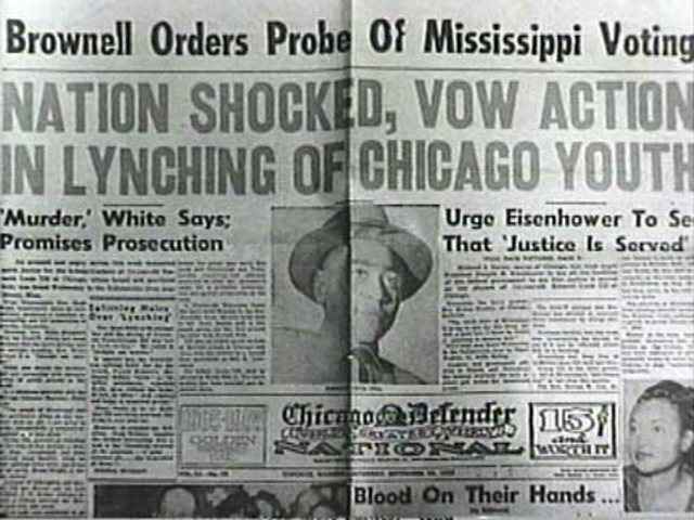 Lynching of Emmett Till https://www.youtube.com/watch?v=FqW4WkPxJ5Y