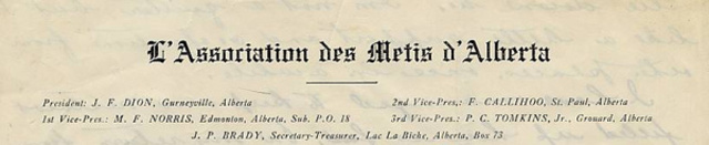 L'Association des Metis de l'Alberta et des Territoires du Nord-Ouest.
