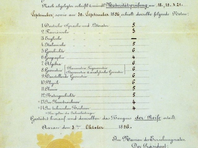 Einstein gained his diploma