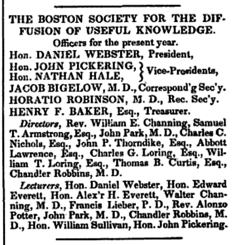 The Boston Society for the Diffusion of Useful Knowledge